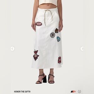 Honor The Gift Patchwork Skirt With Drawstrings Size Large in Cream Color NWT